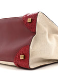 Canvas Crocodile Embossed Bi-Color Mini Luggage Beige Red