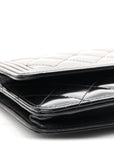 Glazed Calfskin Quilted Boy Wallet On Chain WOC Black