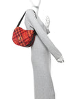 Tweed Check Medium Rocking Horse Crossbody Red Black