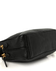 Vitello Daino Medium Double Zip Shoulder Bag Black