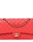 Caviar Quilted Medium Double Flap Red