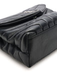 Calfskin Y Quilted Monogram Small Loulou Chain Satchel Black