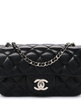 Lambskin Quilted Extra Mini Rectangular Flap Black