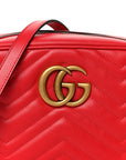Calfskin Matelasse Small GG Marmont Chain Shoulder Bag Hibiscus Red