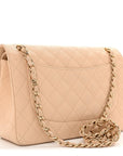 Caviar Quilted Jumbo Double Flap Beige Clair