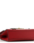 Calfskin Crystal Star Embroidered Small Padlock Shoulder Bag Hibiscus Red