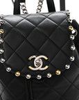 Lambskin Quilted Metallic Bubble Backpack Black