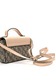 GG Supreme Monogram Calfskin Horsebit Print Mini Padlock Top Handle Shoulder Bag Beige Ebony Light Pink