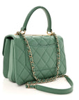 Lambskin Quilted Small Trendy CC Flap Dual Handle Bag Light Green