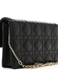 Lambskin Cannage Chain My D1OR Daily Chain Pouch Black