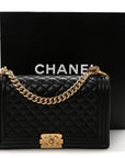 Lambskin Quilted New Medium Boy Flap Black