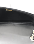 Lambskin Resin Quilted Mini Heart Square Flap Black