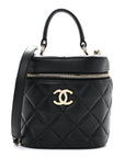 Lambskin Quilted Trendy Vanity Case Black