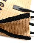 Raffia Calfskin Rive Gauche Tote Naturale Black