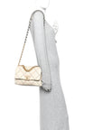 Lambskin Mixed Fibers Quilted Medium CHNL 19 Flap Beige