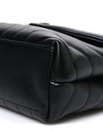 Calfskin Y Quilted Monogram Small Loulou Chain Satchel Black