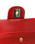 Lambskin Quilted Medium Double Flap Red