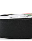 Grained Calfskin Web Mini Ophidia Round Shoulder Bag Black