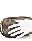 GG Supreme Monogram Ophidia Phone Case Wristlet Brown