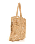Yarn Raffia Effect Crochet Logo Embroidered Tote Bag Naturale