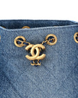 Washed Denim Quilted Mini CHNL 25 Handbag Blue