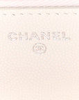 Caviar Quilted CHNL 19 Wallet On Chain WOC White Pink