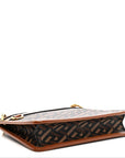 Coated Canvas Medium La Greca Signature Pouch Black Caramel