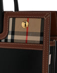 Calfskin Vintage Check Medium Two Handle Title Bag Black