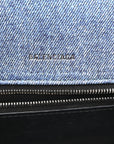 Nappa Denim Printed Hourglass Top Handle Bag Small Denim Blue
