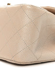 Iridescent Caviar Quilted Jumbo Double Flap Beige