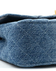 Washed Denim Quilted Mini Rectangular Flap Blue