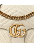 Calfskin Matelasse Small GG Marmont Shoulder Bag White