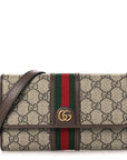 GG Supreme Monogram Web Ophidia Crossbody Wallet Beige New Acero