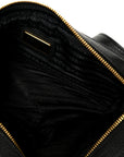 Vitello Daino Medium Double Zip Shoulder Bag Black