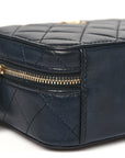 Lambskin Quilted Small Trendy CC Camera Case With Chain Navy
