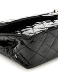 Patent Quilted Medium Double Flap Black