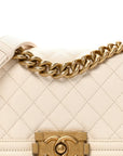 Caviar Quilted Small Boy Flap White
