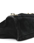 Baby Daim Suede Gold Metallic Edge Hardware Mini City Black