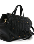 Calfskin Matelasse Studded Medium GG Marmont Tote Black