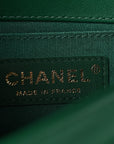 Lambskin Quilted Small Boy Flap Green