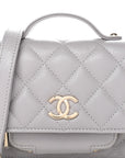 Caviar Quilted Mini Business Affinity Flap Grey