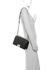 Calfskin Braided Medium Boy Flap Black