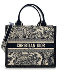 Calfskin D1ORiviera Toile De Jouy Small Book Tote With Strap Blue Multicolor