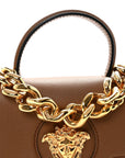 Calfskin Canvas Allover La Medusa Small Top Handle Handbag Brown