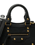 Smooth Calfskin Neo Classic Brass Hardware Nano City Crossbody Black