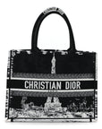 Canvas Embroidered Medium Paris Book Tote Black White