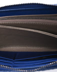 Nappa Intrecciato Zip Around Wallet Cobalt