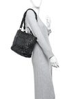 Distressed Lambskin Vintage Ligne Lady Braid Tote Black