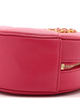 Lambskin Quilted CHNL 19 Round Clutch With Chain Pink