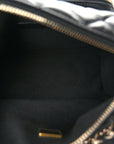 Shiny Crumpled Lambskin Quilted Medium Preppy Pocket Camera Case Black